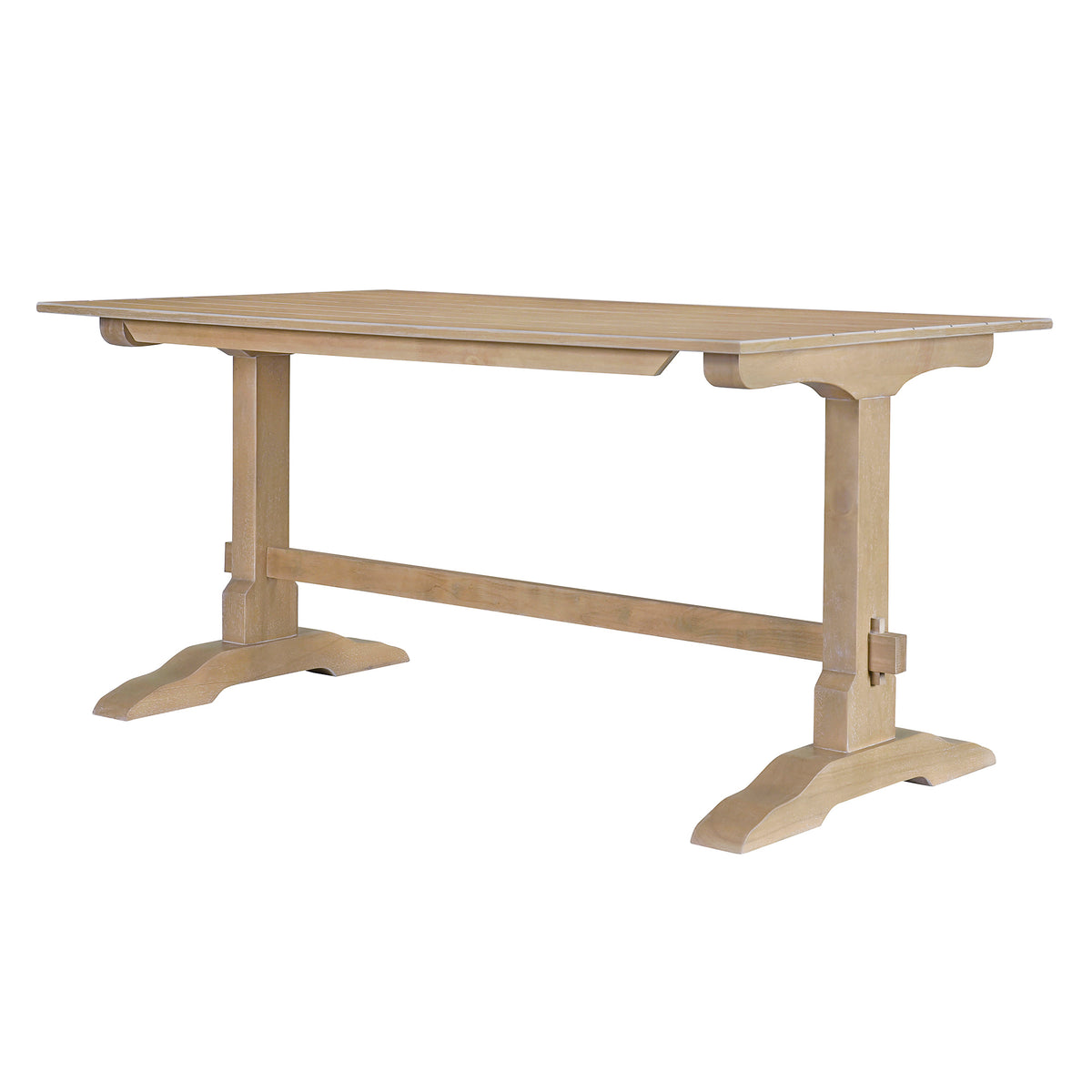 Tiberio 3-Piece Trestle Dining Set with 2 Benches, Natural Wood