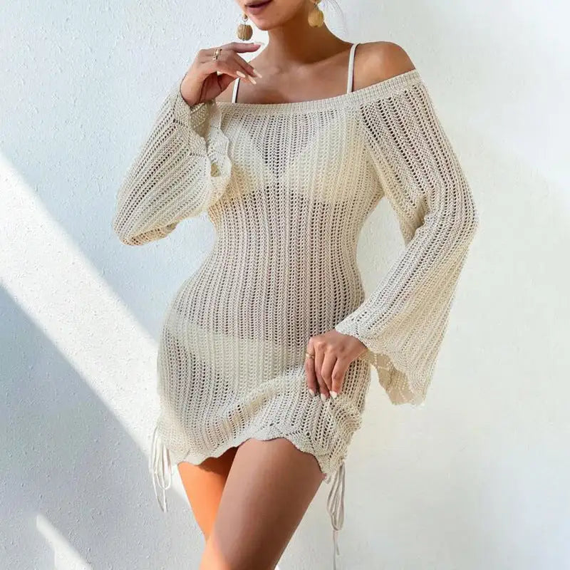 Solid Color Knitted Beach Dress - Eloy Royal