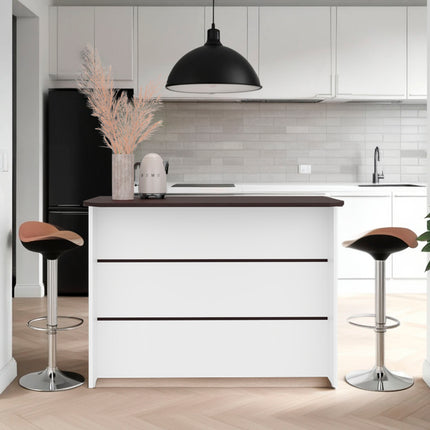 Fendi Kitchen Island with Spacious Countertop, Open Lower Shelves, Storage Cabinet and Versatile Multi-Use Design for Meal Preparation, Coffee Station Organization,
