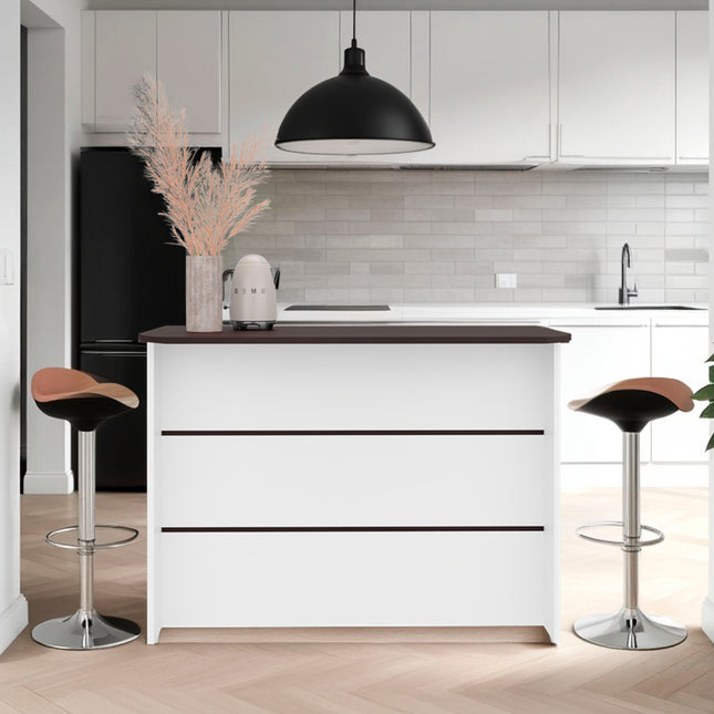 Fendi Kitchen Island with Spacious Countertop, Open Lower Shelves, Storage Cabinet and Versatile Multi-Use Design for Meal Preparation, Coffee Station Organization,