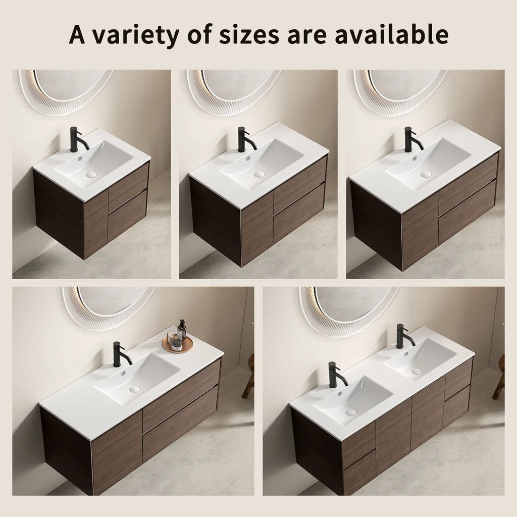Ceramic Bathroom Sink – 121 x 46 x 17cm Thin Edge Vanity Basin, Single Bowl Countertop Porcelain Wash Basin for Bathroom, Toilet, Powder Room (No Faucet, No Drain ) - Eloy Royal
