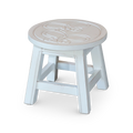 Carved Wooden Step Stool, Butterflies, Antique White
