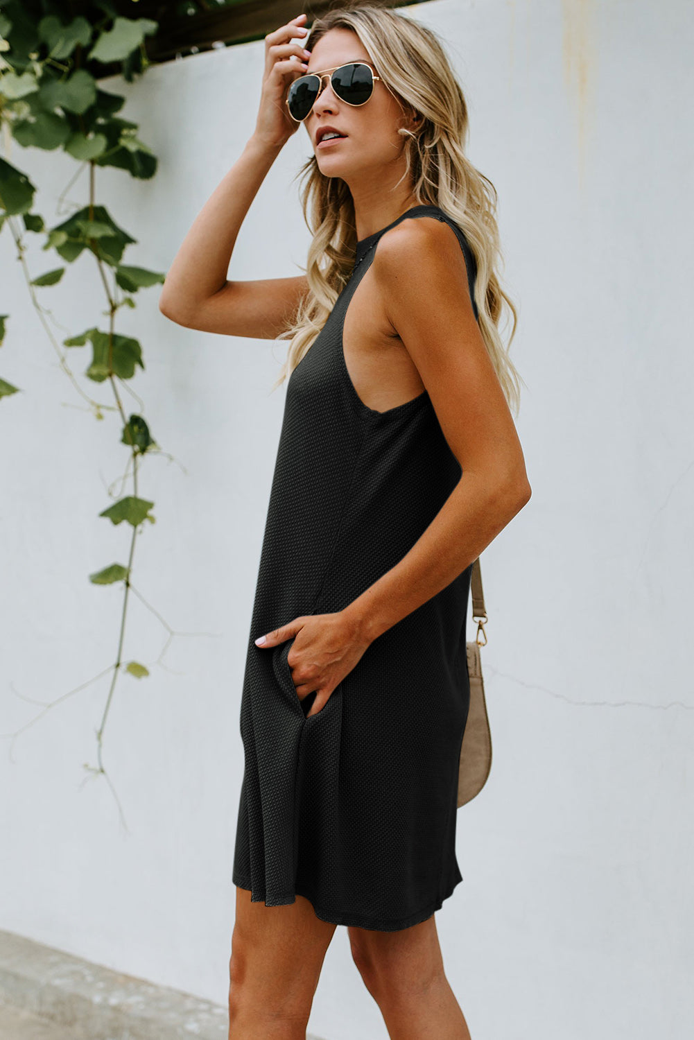 Gray Crisscross Cut-out Back Knit Tank Petal Dress - Eloy Royal