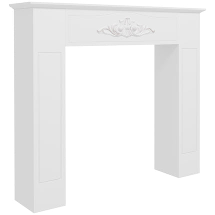 HOMCOM Fir Wood Fireplace Mantel Surround, 44.75' W x 40' H, Freestanding Electric Fireplace Stove Mantel, Distressed White