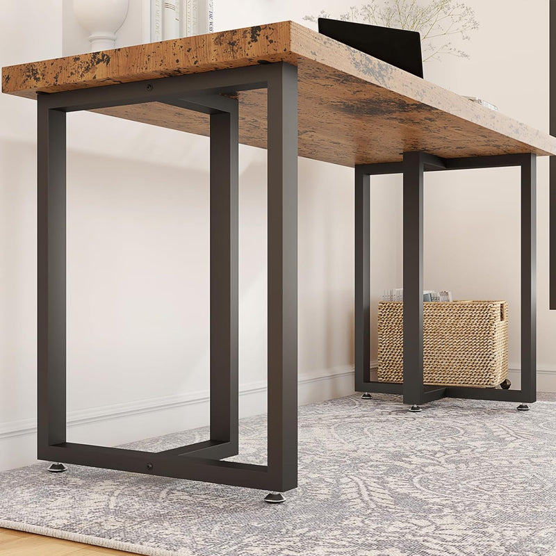 Metal Table Legs 28''x 24'' Heavy-Duty T-Shape Desk Legs Industrial Furniture Legs for Dinning Table, Computer Table, Office Table (2Pcs)-Black