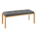 Contemporary Bench in Gold Metal and Grey Faux Leather