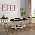 Living Room Coffee Table Set, Coffee Table & Two End Side Table 3-Piece Set for Office, Living Room, Apartment, Beige and Espresso Top