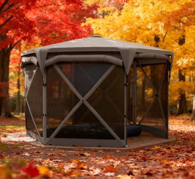 Adjustable Mesh Sidewalls Outdoor Tent,Pop Up Gazebo Screen Tent,with Removable Roof Cover, Roll-up Wind Panels