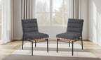 Liana Dark Gray Boucle Fabric Set of 2 Dining Chair with Black Iron Legs