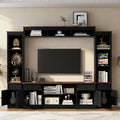 U-Can 98.8' W Wall Unit Entertainment Center with Bookshelves for TVs up to 80', Modern TV Stand Media Console with Cabinets and Adjustable Shelves for Living Room