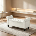 47' Tufted Storage Bench with Rolled Arms, Storage Ottoman Featuring Safety Hinge and Solid Wood Legs for End of Bed