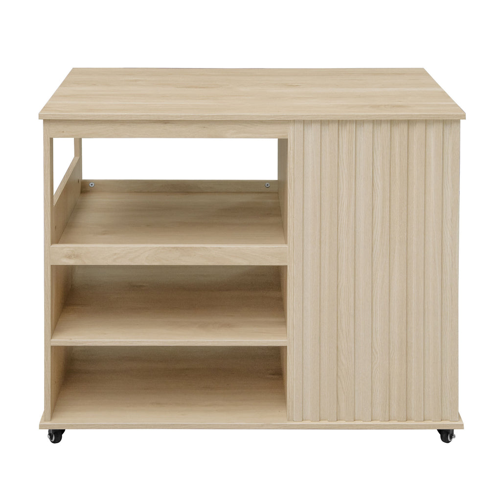 Kitchen Island Cart, Rolling Serving Utility Trolley Cart Modern Kitchen Island with Storage Drawer Wine Rack Lockable Casters, Kitchen Cart for Kitchen, Dining Room, Bar Living Room