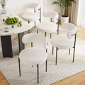 Dining Chairs Set of 4,Mid-Century Modern Kitchen Chair Curved Backrest Round Upholstered Sherpa Dining Chairs with Metal Legs