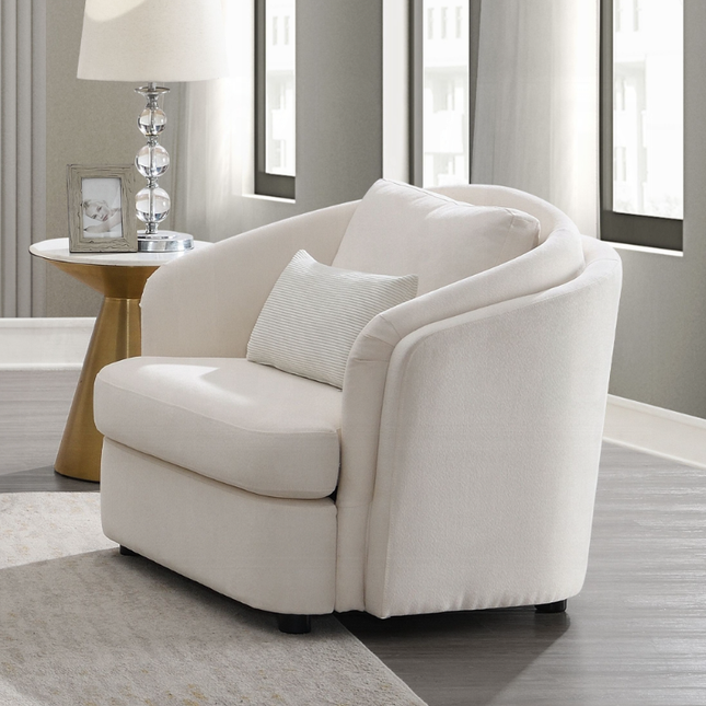 Mariko Beige Linen Chair w/Pillow