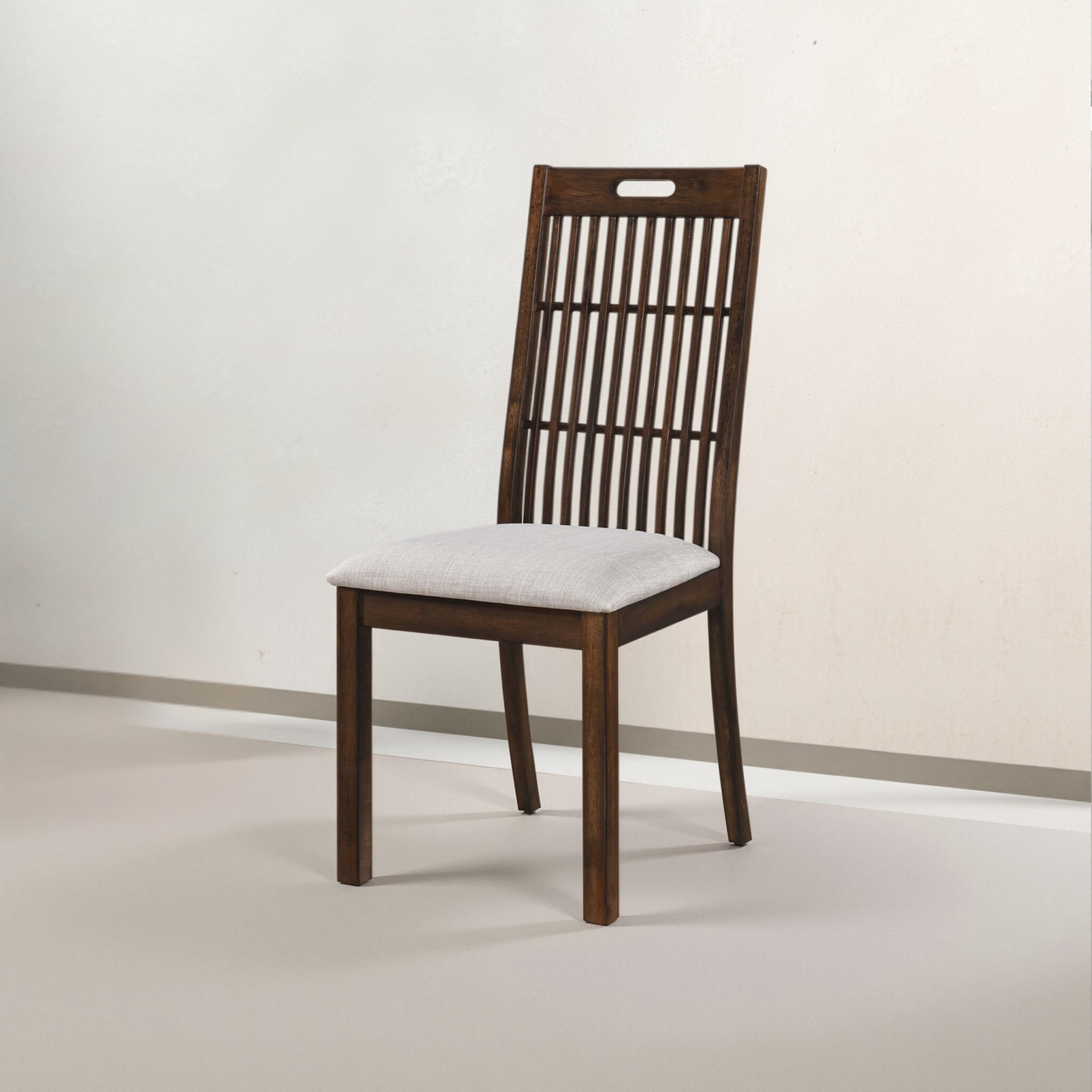 Set of 2 Rustic Dining Chairs, Farmhouse Side Chairs with Slatted Back, Upholstered Seat, Weathered Wood Finish, Easy Assembly