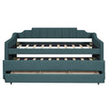Green Linen-Blend Upholstered Twin Daybed with Trundle and Three Drawers, Pine Wood and MDF Frame