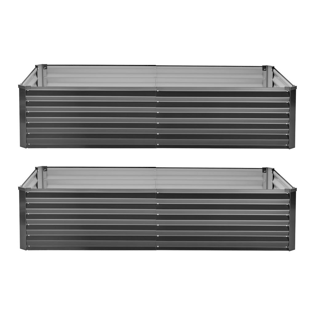 2 Pack Galvanized Raised Garden Beds, 6.67 x 3.35 x 1.51 ft, Rectangular Metal Planter Boxes Kit Outdoor, Elevated Planting Box with Gloves, Alu-Zinc, for Growing Flowers Vegetables, Dark Gray
