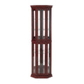 Corner Curio Cabinet with Lights, Adjustable Tempered Glass Shelves, Mirrored Back, Display Cabinet, Cherry