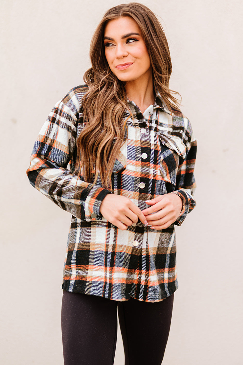 Multicolor Plaid Casual Button Up Flannel Shacket - Eloy Royal