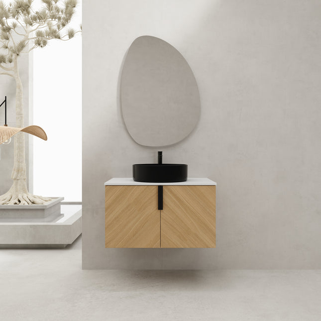 30 in Bathroom Vanity With Top Ceramic Art Sink and Artificial Stone