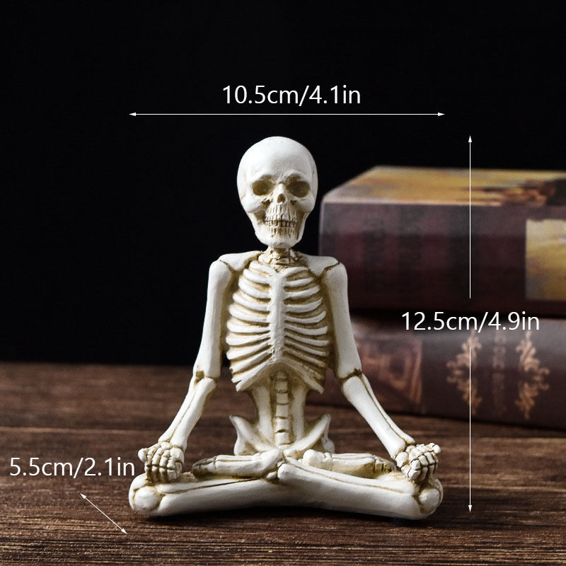 Halloween Horror Desktop Decoration Resin Ornaments Feature Modeling Yoga Skull Skeleton