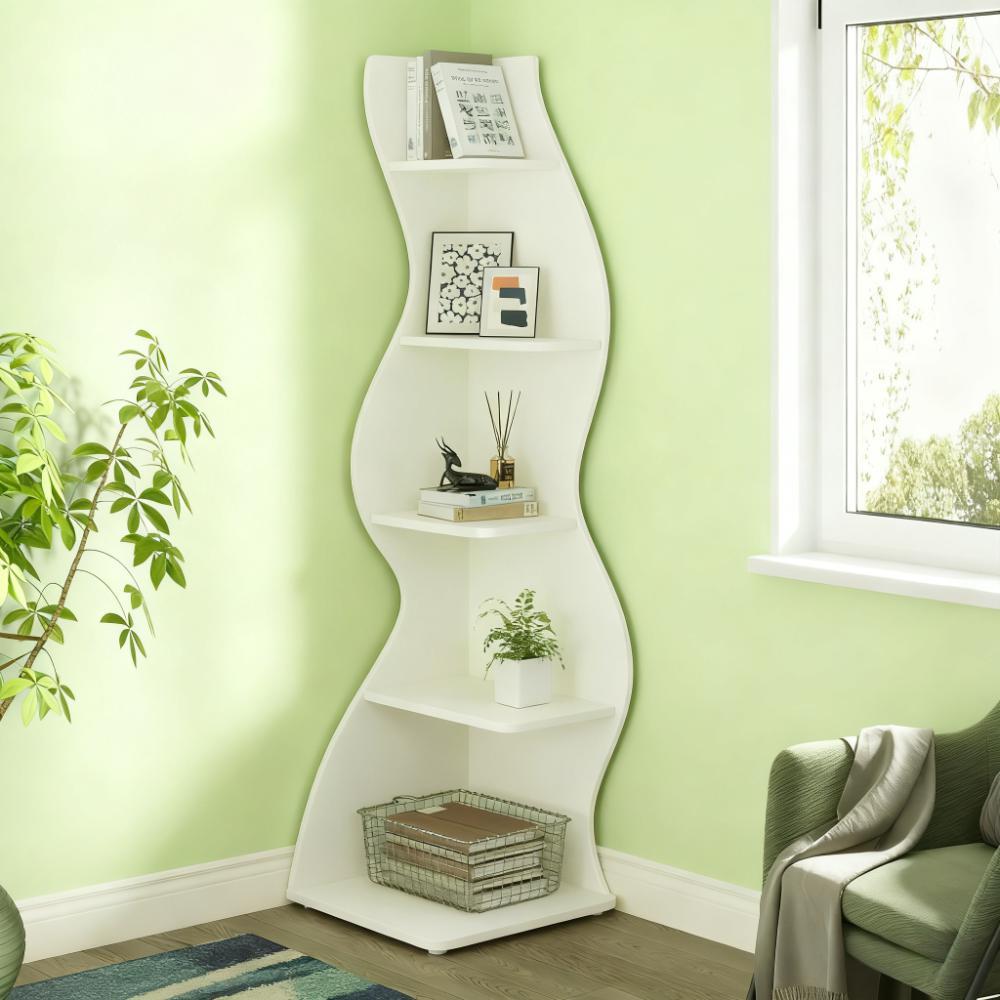 5-Tier Wall Corner Bookshelf Corner Shelf Storage Rack Plant Stand