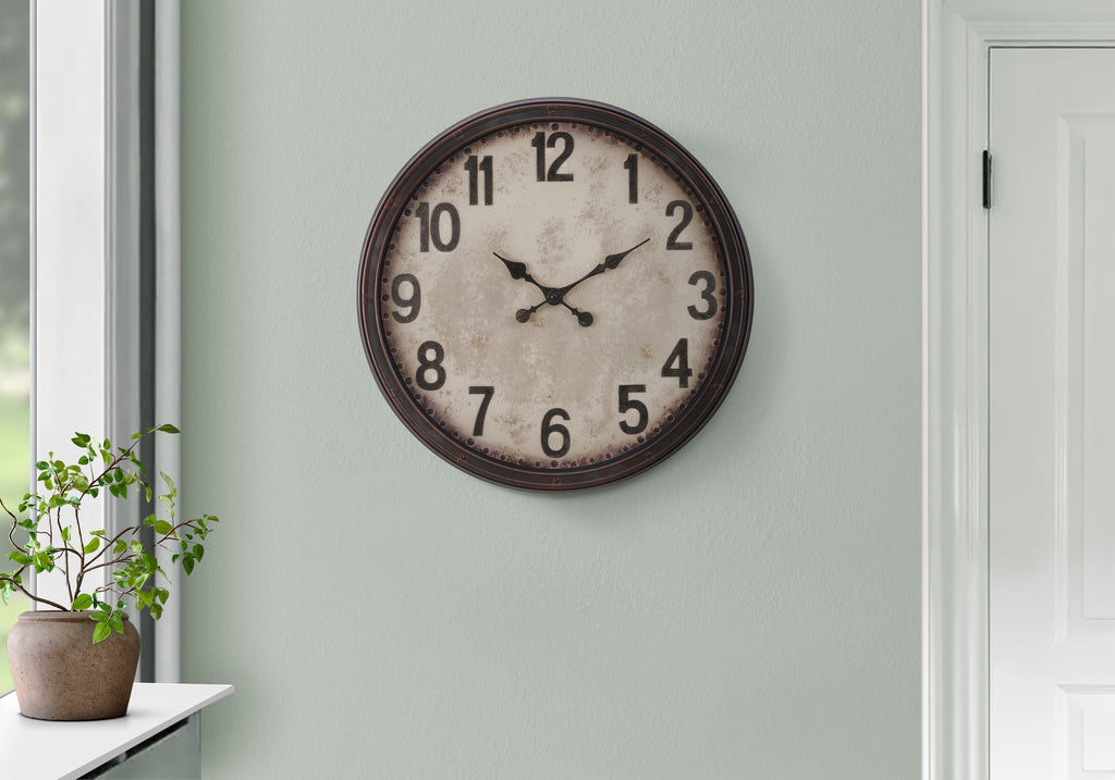 Klara Bold Numeral Wall Clock, Antique Brown, 20 in