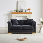 {Video] Classic Modern Style Sofa, 62-inch Chesterfield Classic Rolled Arm Tucked-in Nailhead Decor Cloud Two-Seater Velvet Sofa, Luxury Double Sofa Suitable for Living Room, Bedroom, Apartment, - Eloy Royal