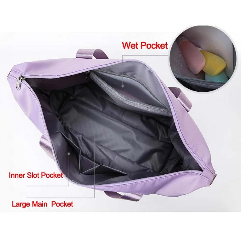 Foldable Storage Travel Bag Waterproof Large Capacity Gym Fitness Bag Weekender Overnight For Women - Eloy Royal