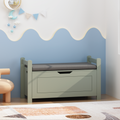 Kids Toy Box Chest for Boys Girls, Large Storage Cabinet with Cushion Seat Bench/ Flip-Top Lid/ Safety Hinge, Toy Storage Organizer Trunk for Nursery, Playroom (Sage)