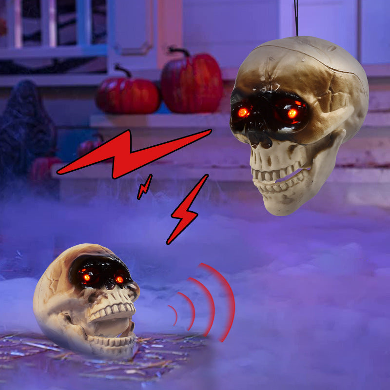 Halloween Induction Electric Open Mouth Skull Luminous Sound