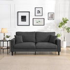 Modern Upholstered 74' High Resilience Three Seater Sofa, Dark Gray Corduroy with Wooden Frame - Eloy Royal