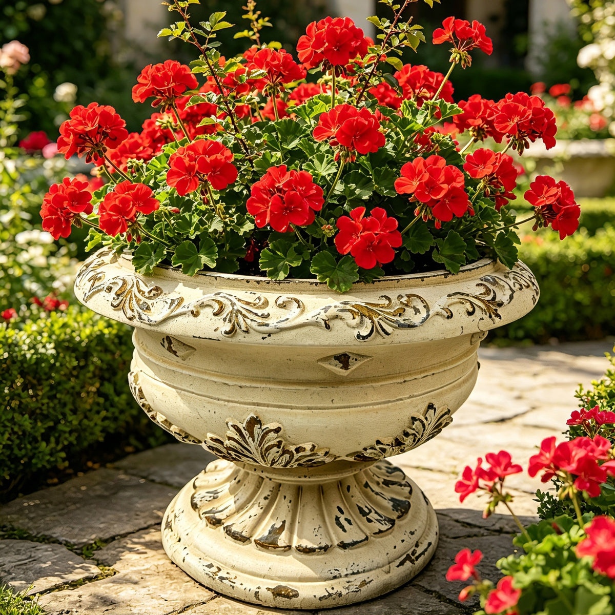 MGO Garden Planter, Garden decoration and planting,Color Antique White, Size 13.18'x18.11'x18.11'