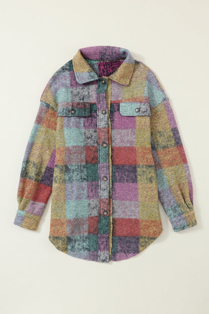 Multicolor Brushed Plaid Pocketed Oversize Shacket - Eloy Royal