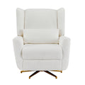 Power Recliner Chair Swivel,Boucle Upholstered 360° Swivel Recliner with gold 5 star base-Beige