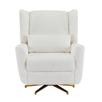 Power Recliner Chair Swivel,Boucle Upholstered 360° Swivel Recliner with gold 5 star base-Beige