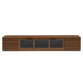 70-inch Modern TV Stand for TVs up to 80' with LED Lighting, Walnut MDF Finish, Soft-Closing Hinges, Cable Management