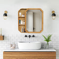 31.5' x 23.82' Wood Framed Wall - Mounted Mirror Cabinet with Storage Shelves, Medicine Mirror for Bathroom, Living Room, Entryway
