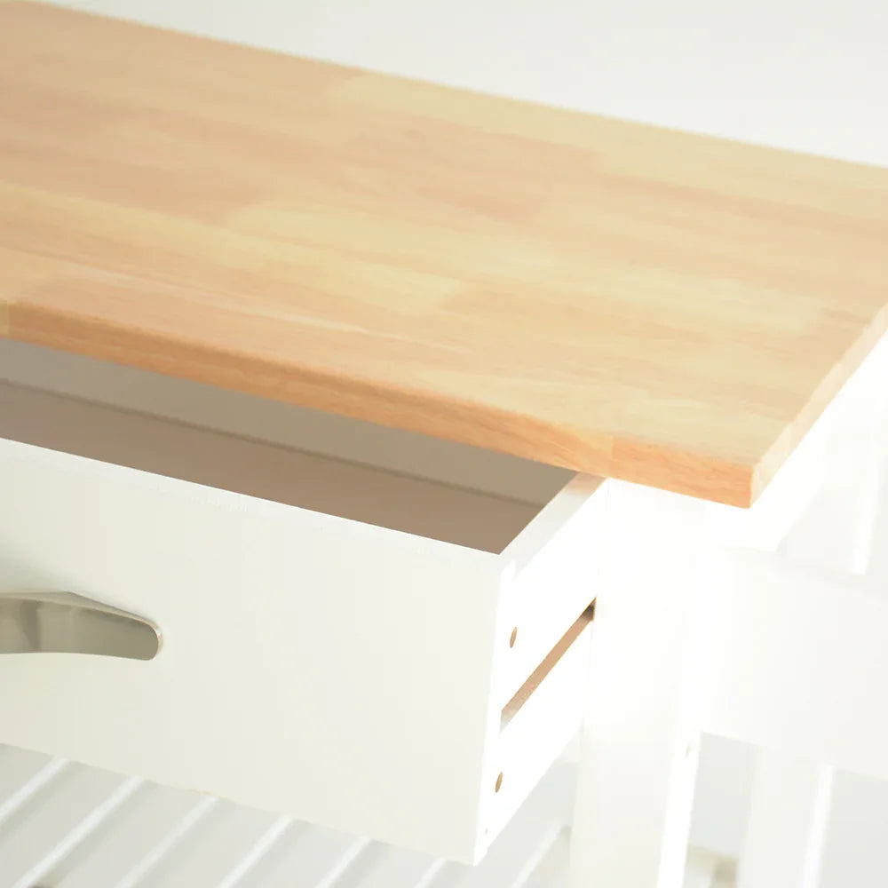 Kitchen Island & Kitchen Cart, Rubber Wood Top, Mobile Kitchen Island with Two Lockable Wheels, Simple Design for Easy Storing and Fetching, Two Drawers Give Unique Storage for Special Utensil. - Eloy Royal