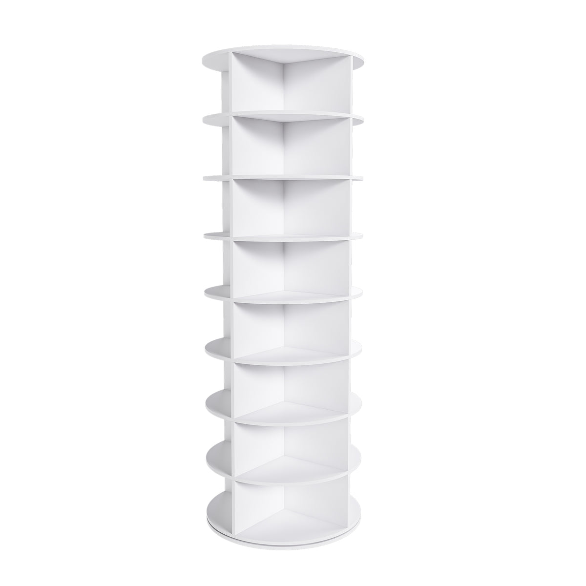 Rotating Shoe Rack Tower, 8-Tier Spinning Storage Rack, Free Standing 360° Revolving Organizer in White with PVC Construction, Holds 32 Pairs of Shoes