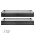 2 Pack Galvanized Raised Garden Beds, 8 x 4 x 1 ft, Rectangular Metal Planter Boxes Kit Outdoor, Bottomless Elevated Planting Box with Gloves, Alu-Zinc, for Growing Flowers Vegetables, Dark Gray