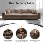 82.7 'Plush Corduroy 3-Seat Sofa,Modern Comfy Upholstered Sofa Cloud Couch,Deep Seat Couches with Soft Pillows and 1 Ottomans,Convertible Sofa Lounge Chair,Camel - Eloy Royal