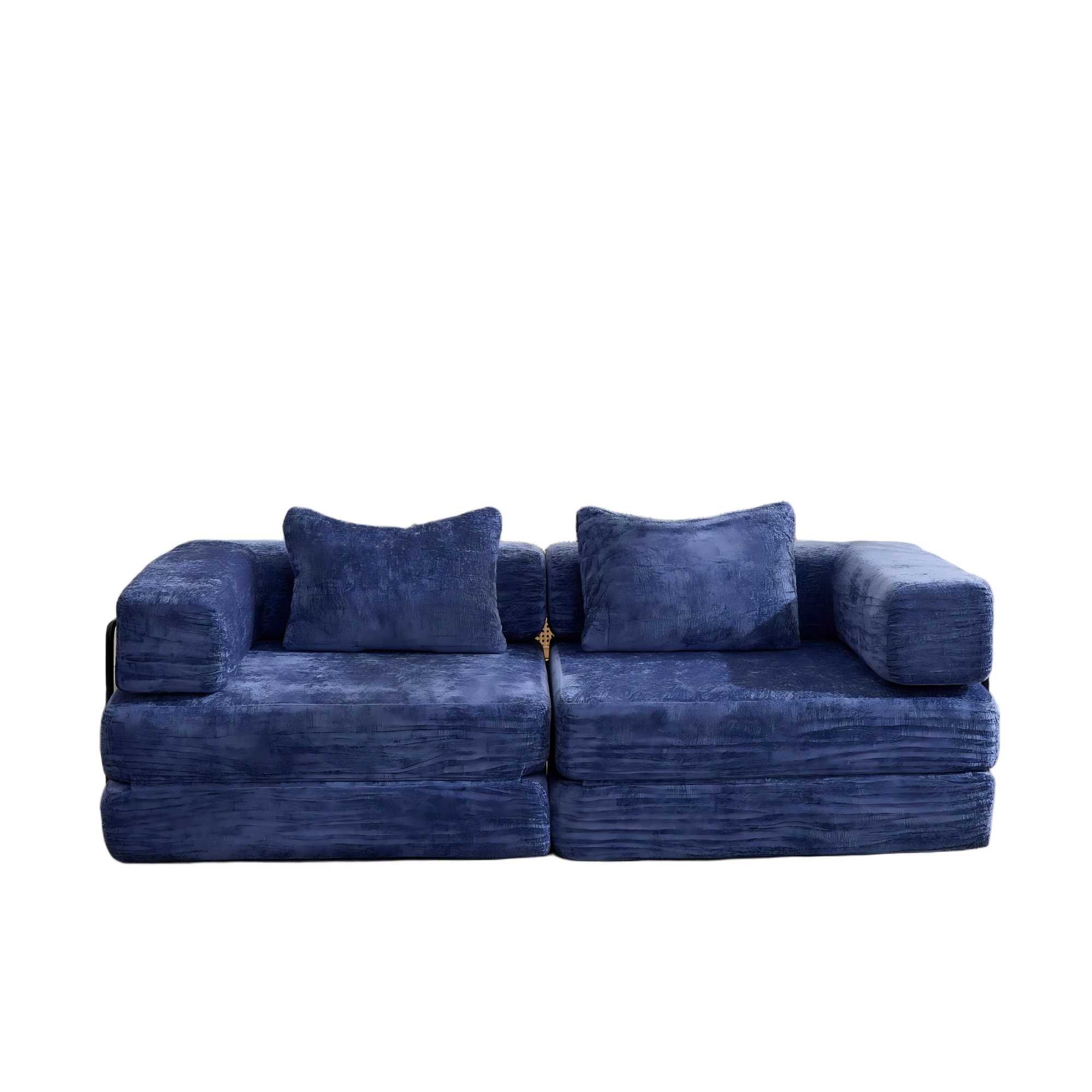 Compression Sofa,Convertible Floor Sofa Bed with Fixed-Shape Frame, Loveseats Boneless Modular Sectional Sofa,No Assembly Required,Chenille fabric,for Living Room Bedroom,Dark Blue