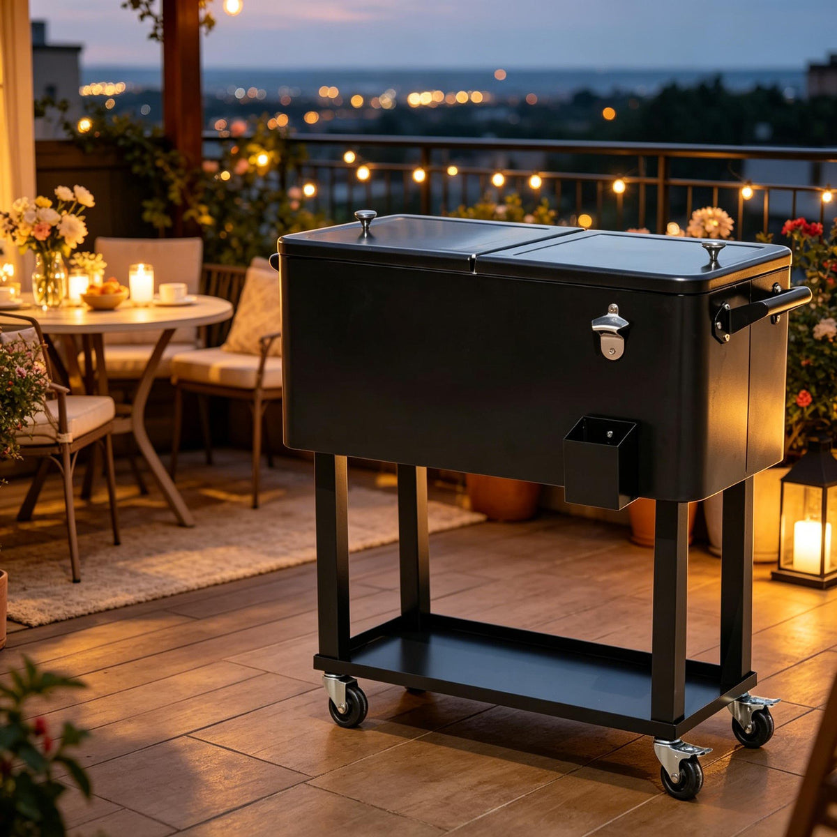 Mobile Cooling Bins,Outdoor Drink Cooler Cart,Ice Chest