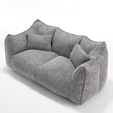 Comfortable Dual Beanbag Chair with High Resilience Foam Core for Two People in Grey Chenille