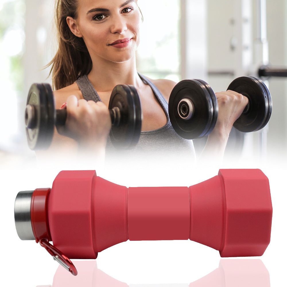 Large Capacity Sports Silicone Water Bottle Creative Foldable Fitness Dumbbell Shape - Eloy Royal