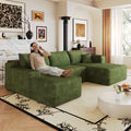 103' Cloud Sectional Sofa,Modern Minimalist Upholstered Couches, Comfort L Shaped Sofa for Living Room,Deep Seat Corner Couch,No Assembly Required,Green(Plush Corduroy Fabric)