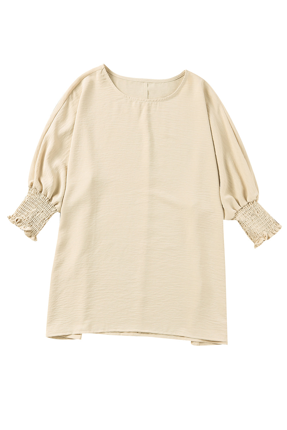 White Plain & Casual Shirred Cuffs Half Sleeve Top - Eloy Royal