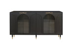 Accent Cabinet Black Lacquered Wooden Cabinet with 4 Glass Doors Sideboard Buffet Server Cabinet Storage Cabinet, for Living Room, Entryway, Hallway, Office, Kitchen and Dining Room - Eloy Royal