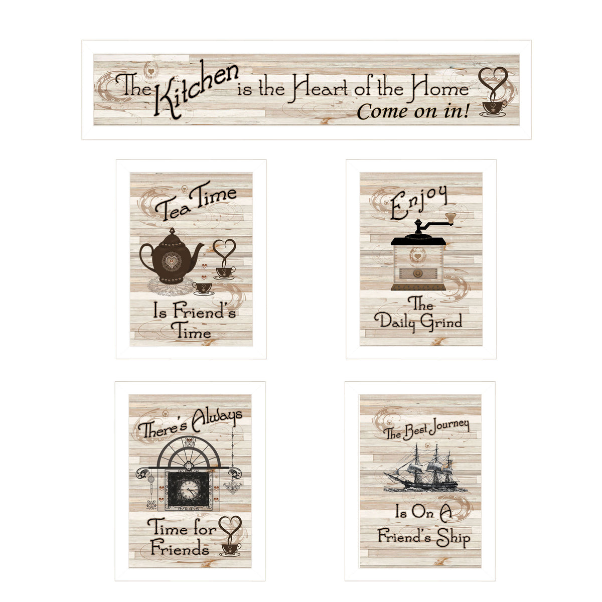 'Kitchen Friendship Collection II' 5-Piece Vignette by Millwork Engineering, White Frame
